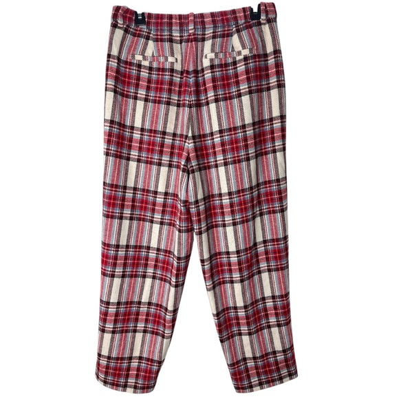New J. Crew Nello Gori Wool Fully Lined Red Plaid Pants - Picture 3 of 13